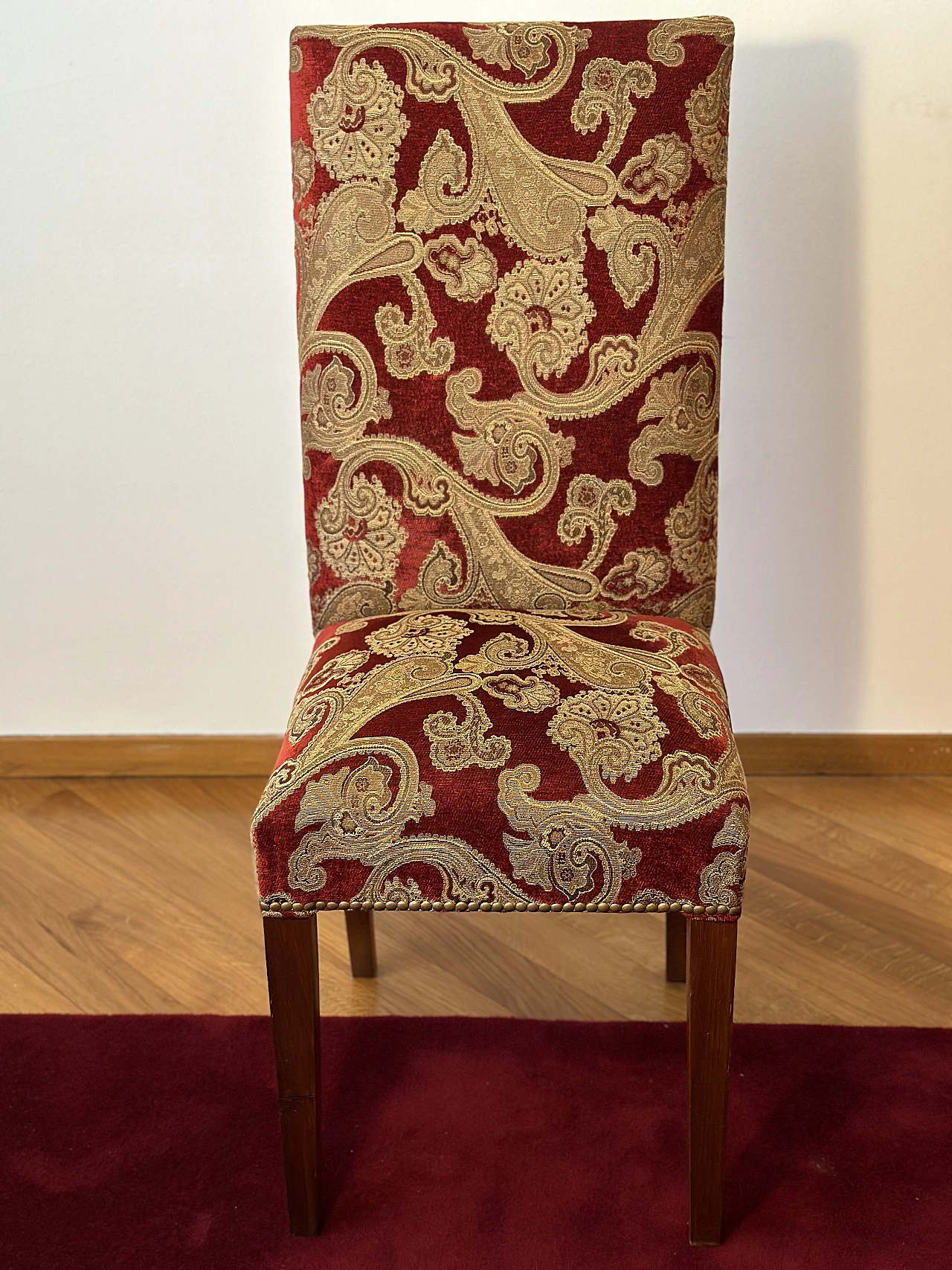 8 Dining chairs in cedar and fabric, 2000s 3