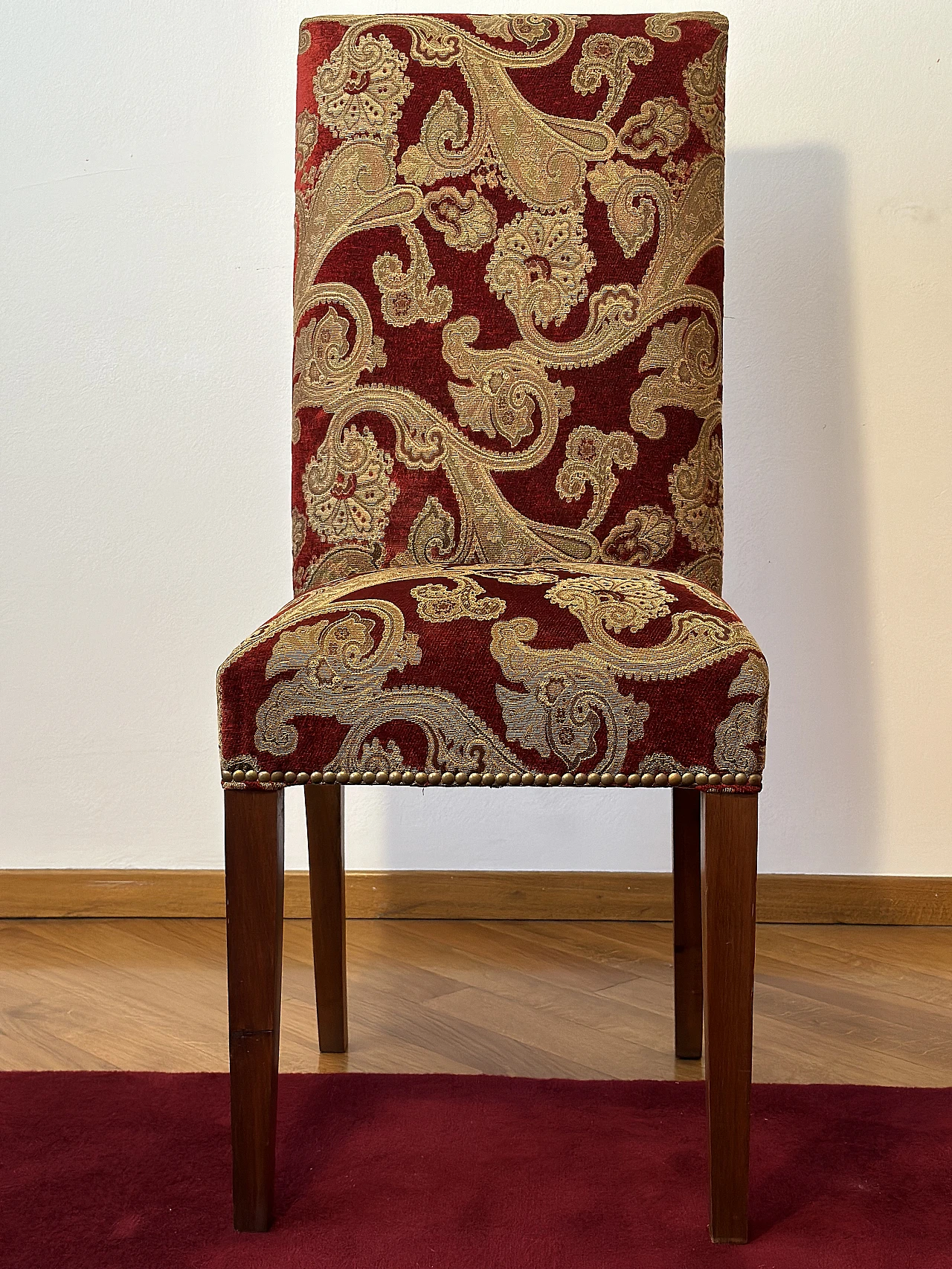 8 Dining chairs in cedar and fabric, 2000s 4