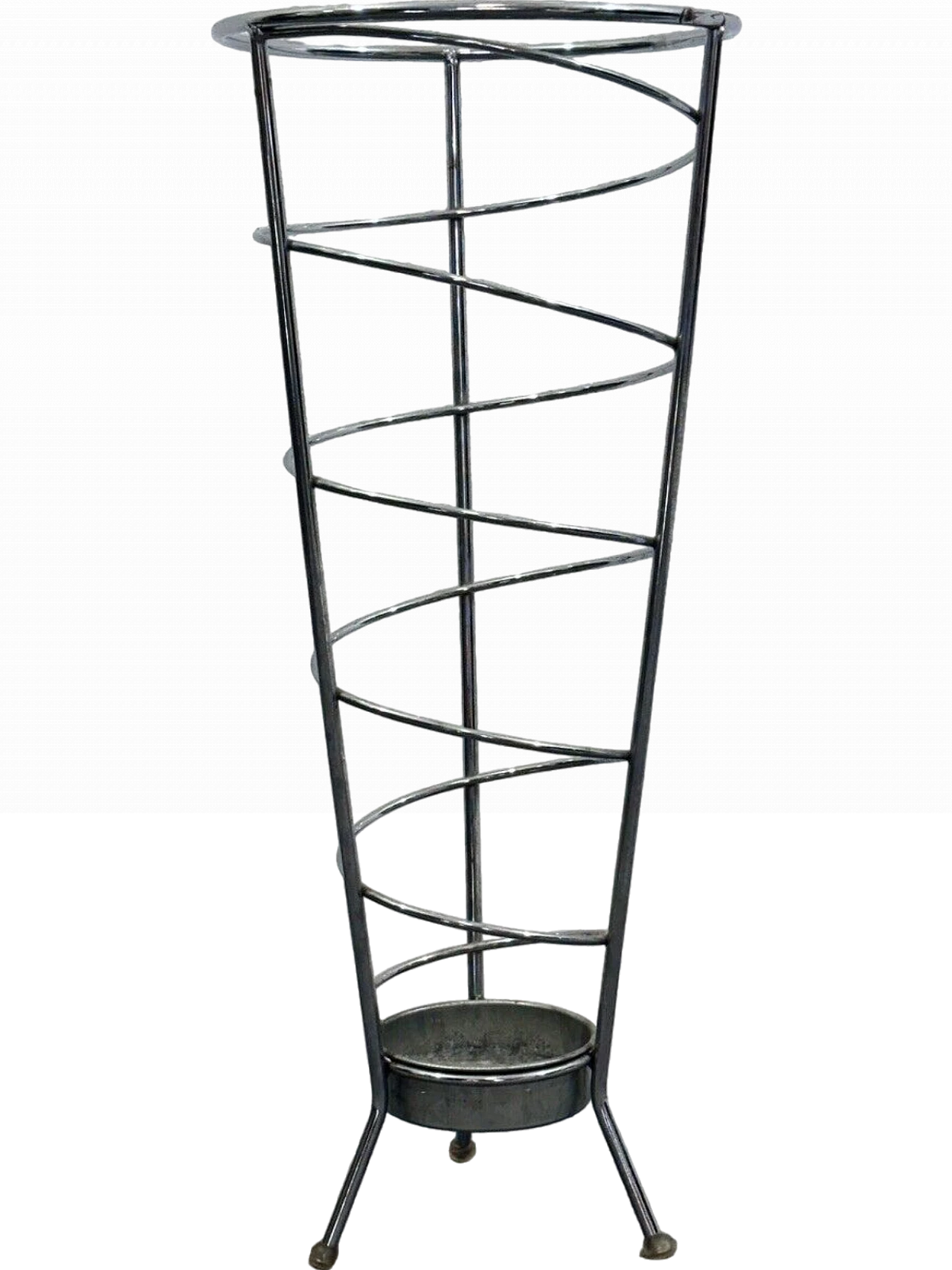 Chromed steel umbrella stand with spiral decoration, 1990s 2