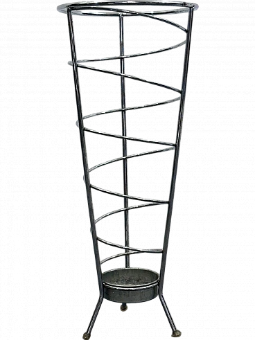 Chromed steel umbrella stand with spiral decoration, 1990s