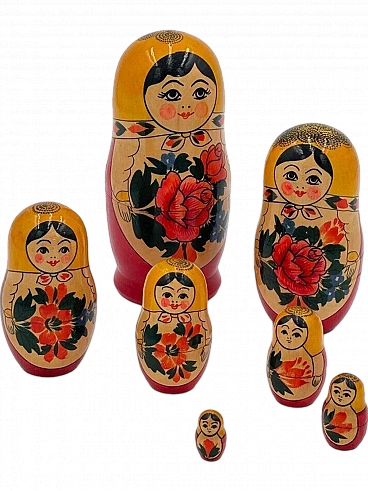 7 Matryoshka dolls in painted wood, 1980s