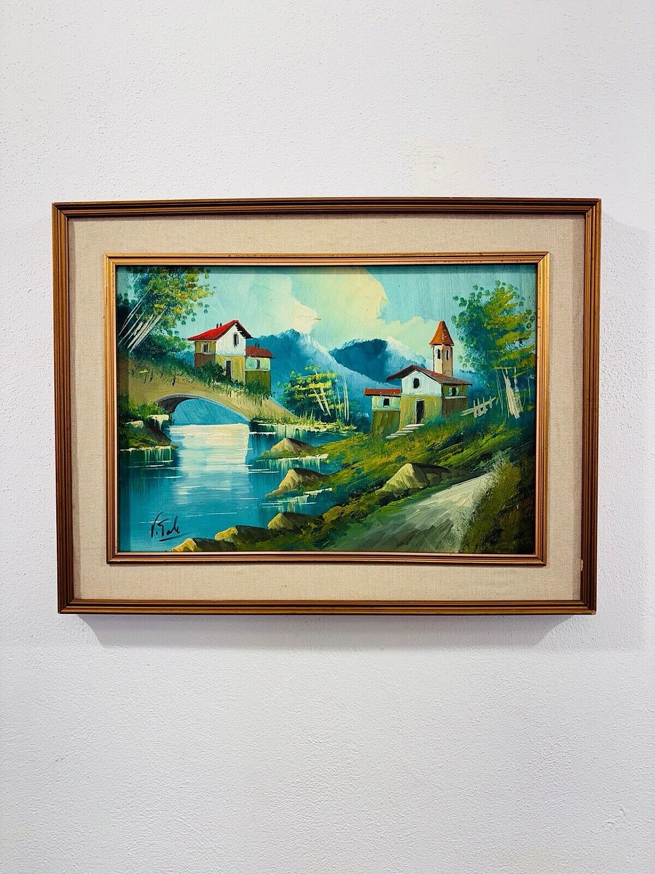 Vitali, landscape with stream, oil painting on canvas 1