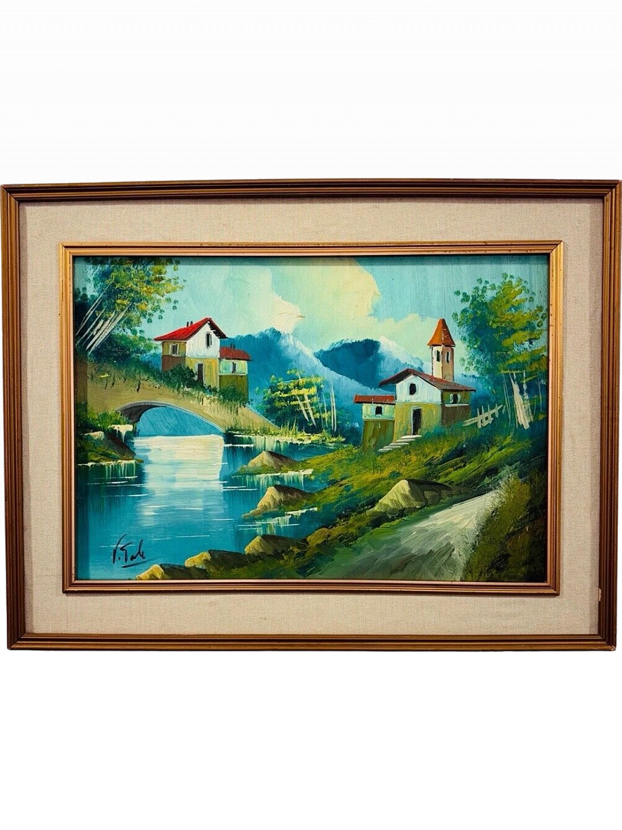 Vitali, landscape with stream, oil painting on canvas 2