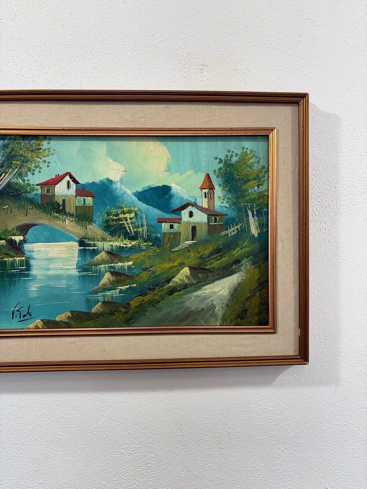 Vitali, landscape with stream, oil painting on canvas 5