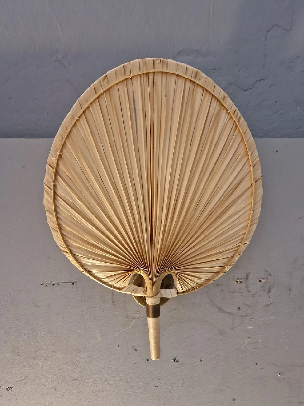 Pair of brass & bamboo applique in the style of Ingo Maurer, 1970s 7