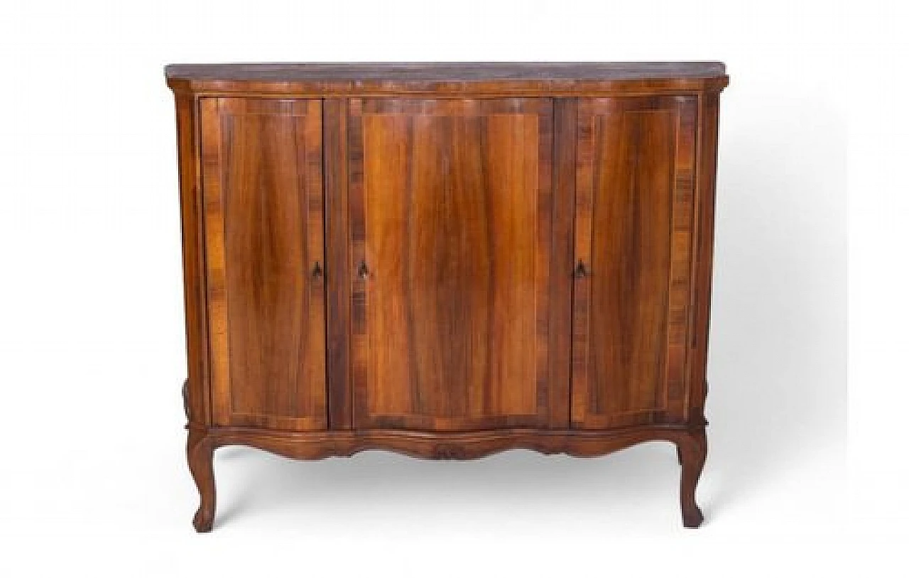 Wooden sideboard with arched legs & four lockable doors, 2000s 1