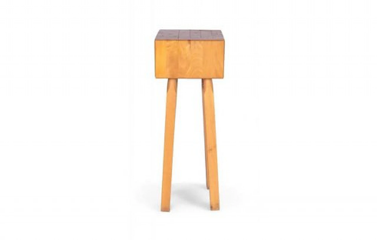 Side table in solid wood with square top & flared legs, 2000s 1