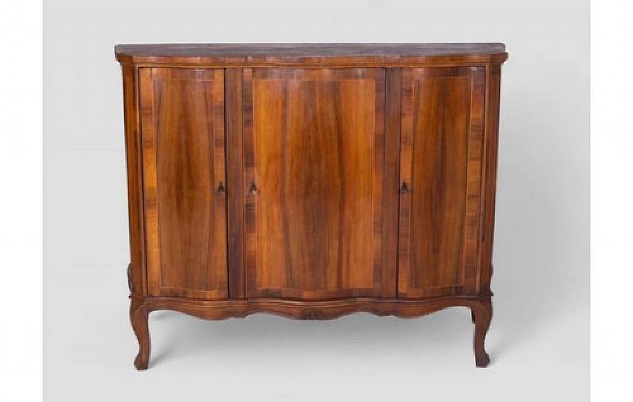 Wooden sideboard with arched legs & four lockable doors, 2000s 2