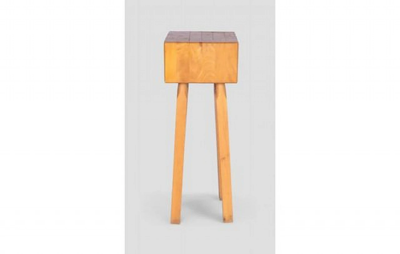 Side table in solid wood with square top & flared legs, 2000s 2