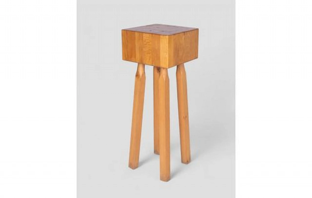 Side table in solid wood with square top & flared legs, 2000s 3