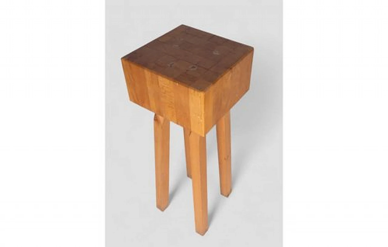 Side table in solid wood with square top & flared legs, 2000s 4