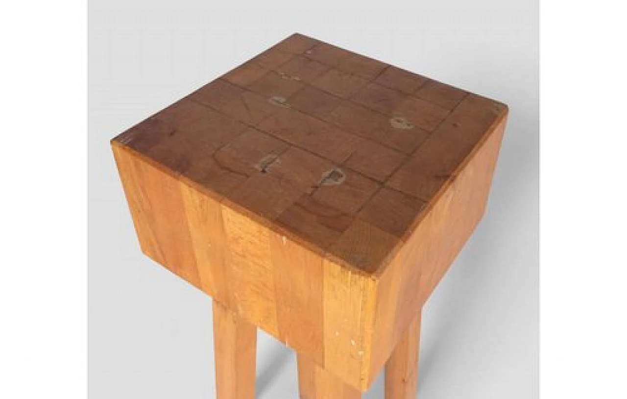 Side table in solid wood with square top & flared legs, 2000s 5