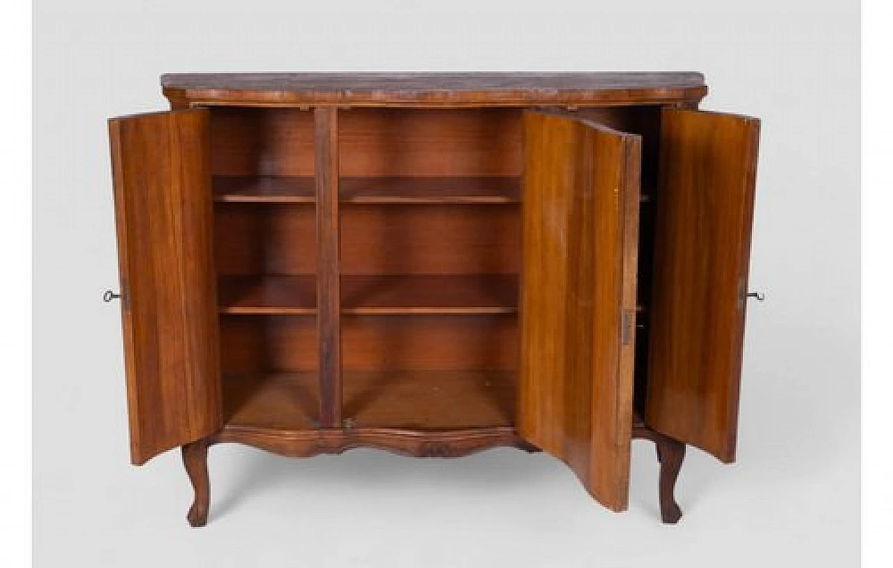 Wooden sideboard with arched legs & four lockable doors, 2000s 6