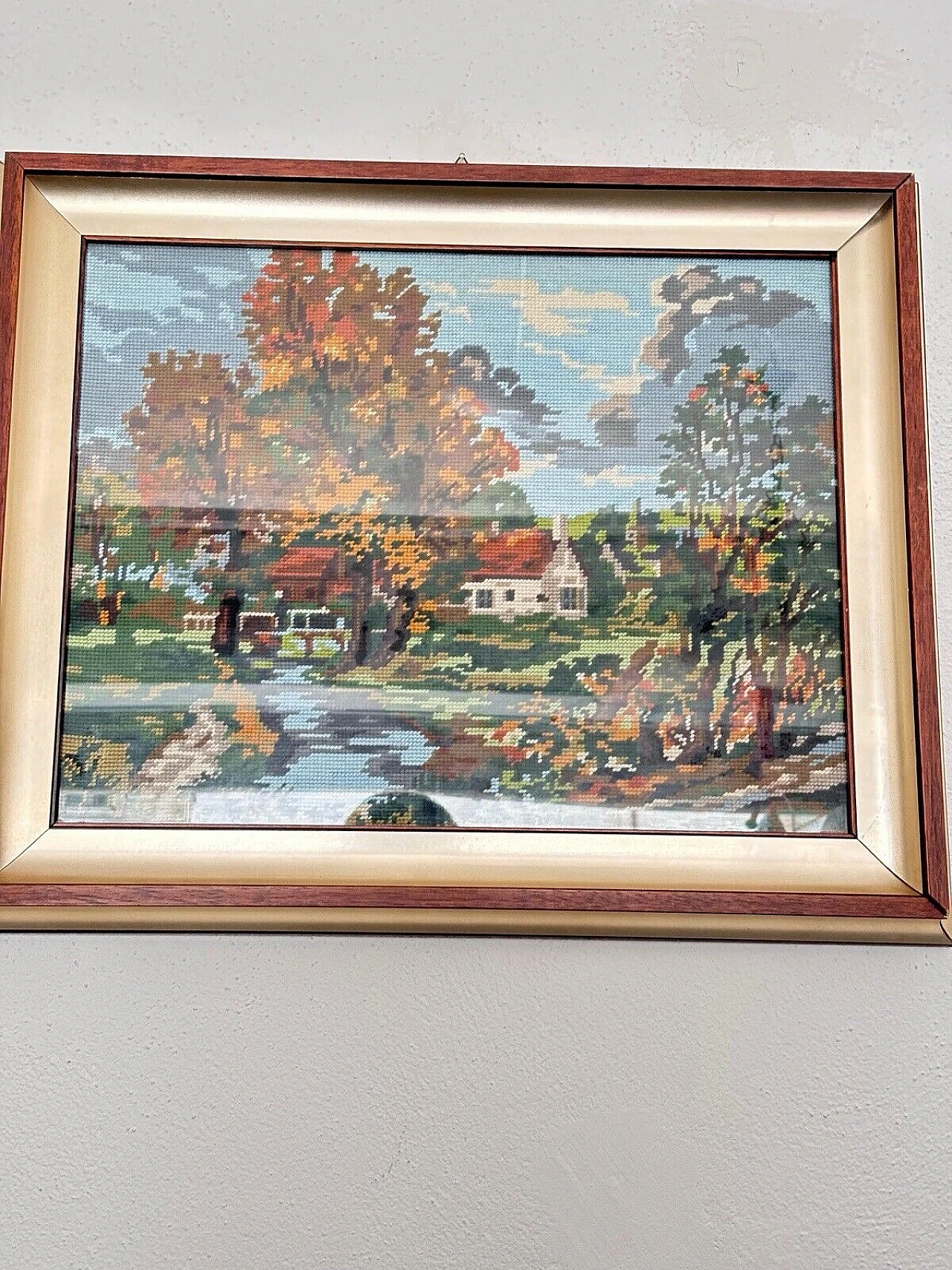 Autumn landscape, crochet picture, 1970s 4