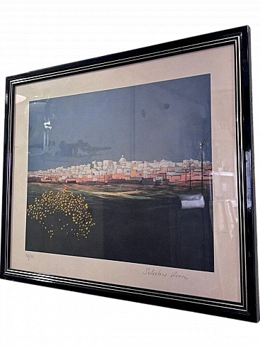 Salvatore Lecce, city, mixed media work on paper, 1970s