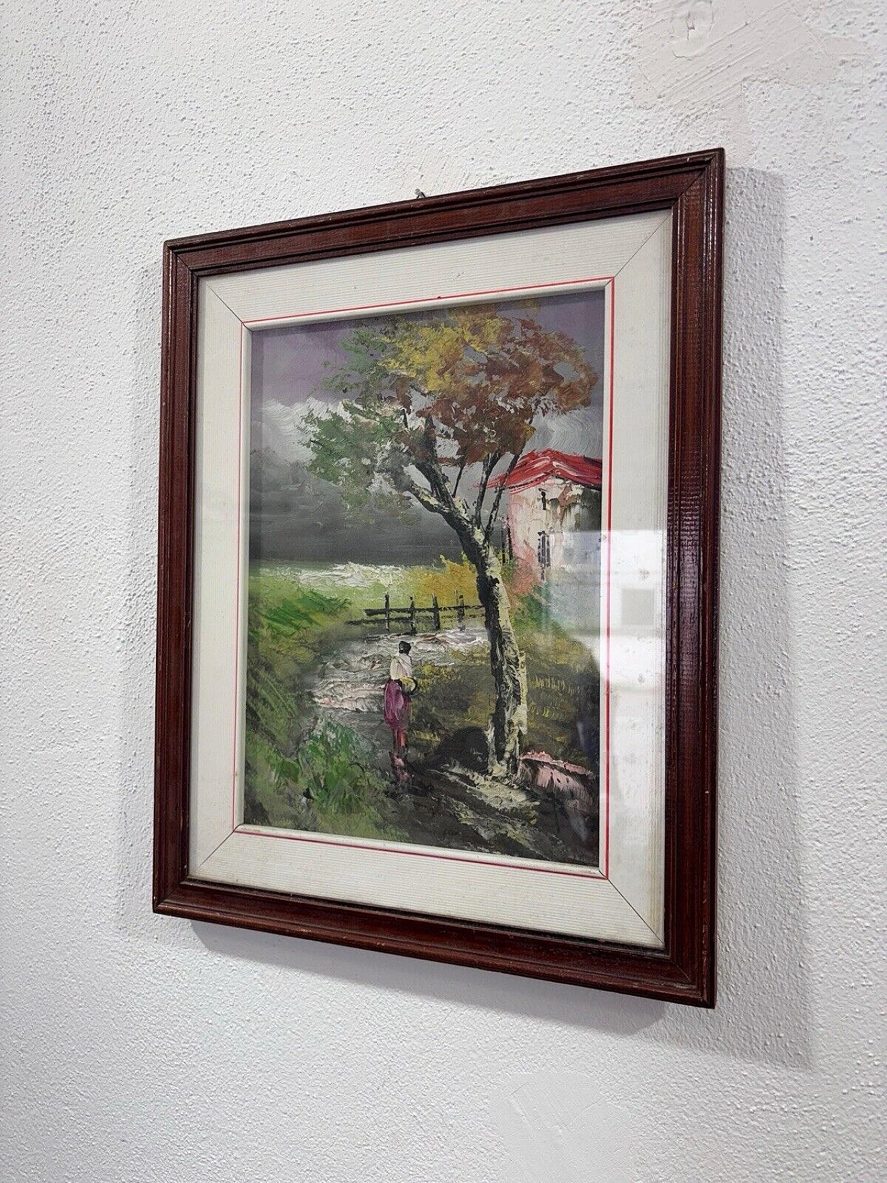 Country landscape, oil painting on canvas, 1970s 1