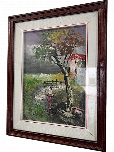 Country landscape, oil painting on canvas, 1970s