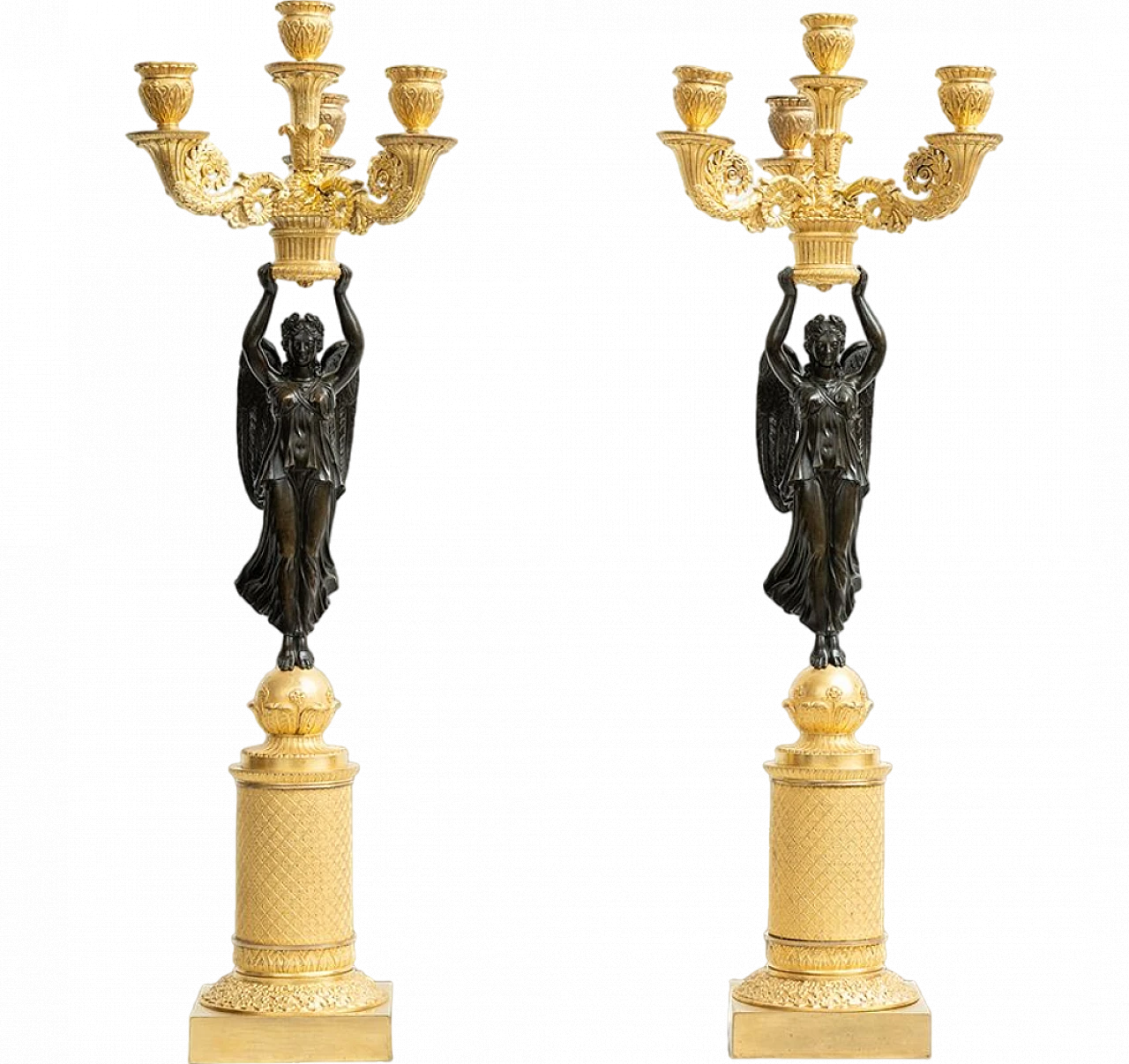 Pair of Empire gilt and burnished bronze candelabra, 19th century 7