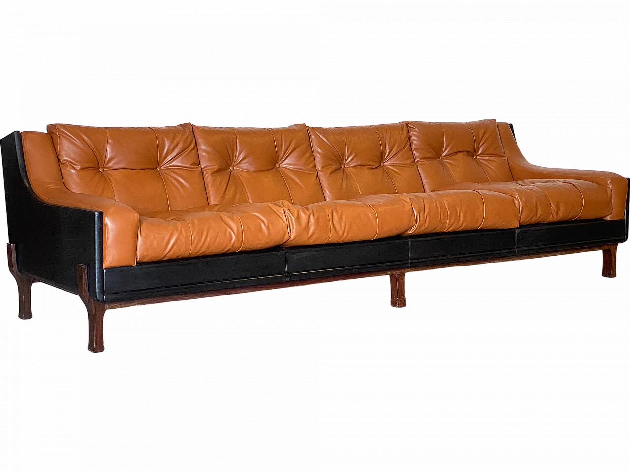 Leather sofa in the style of Claudio Salocchi, 1960s 15