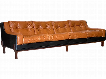 Leather sofa in the style of Claudio Salocchi, 1960s