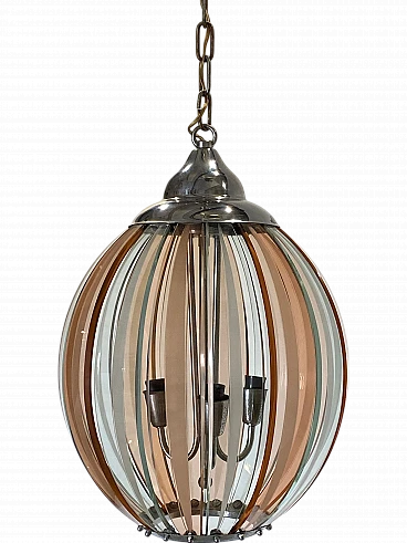 Silver-plated brass and glass lantern, 1970s