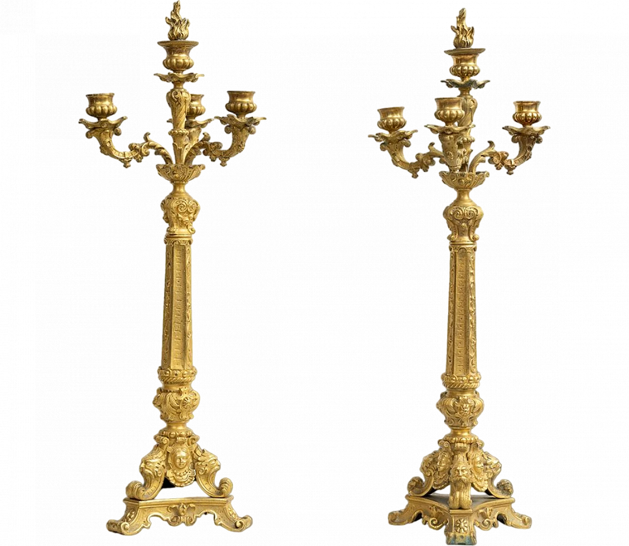 Coppia di candelabri Carlo X in bronzo dorato, inizio '800 5