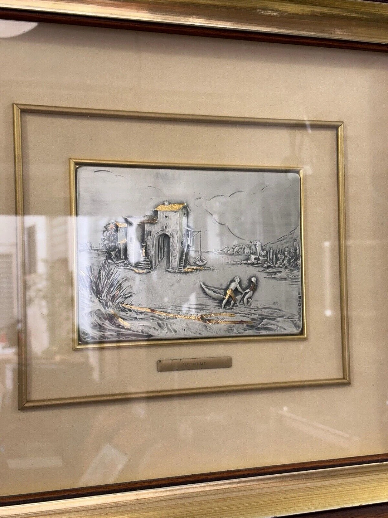 Sul Fiume, painting on silver plate, 1970s 2