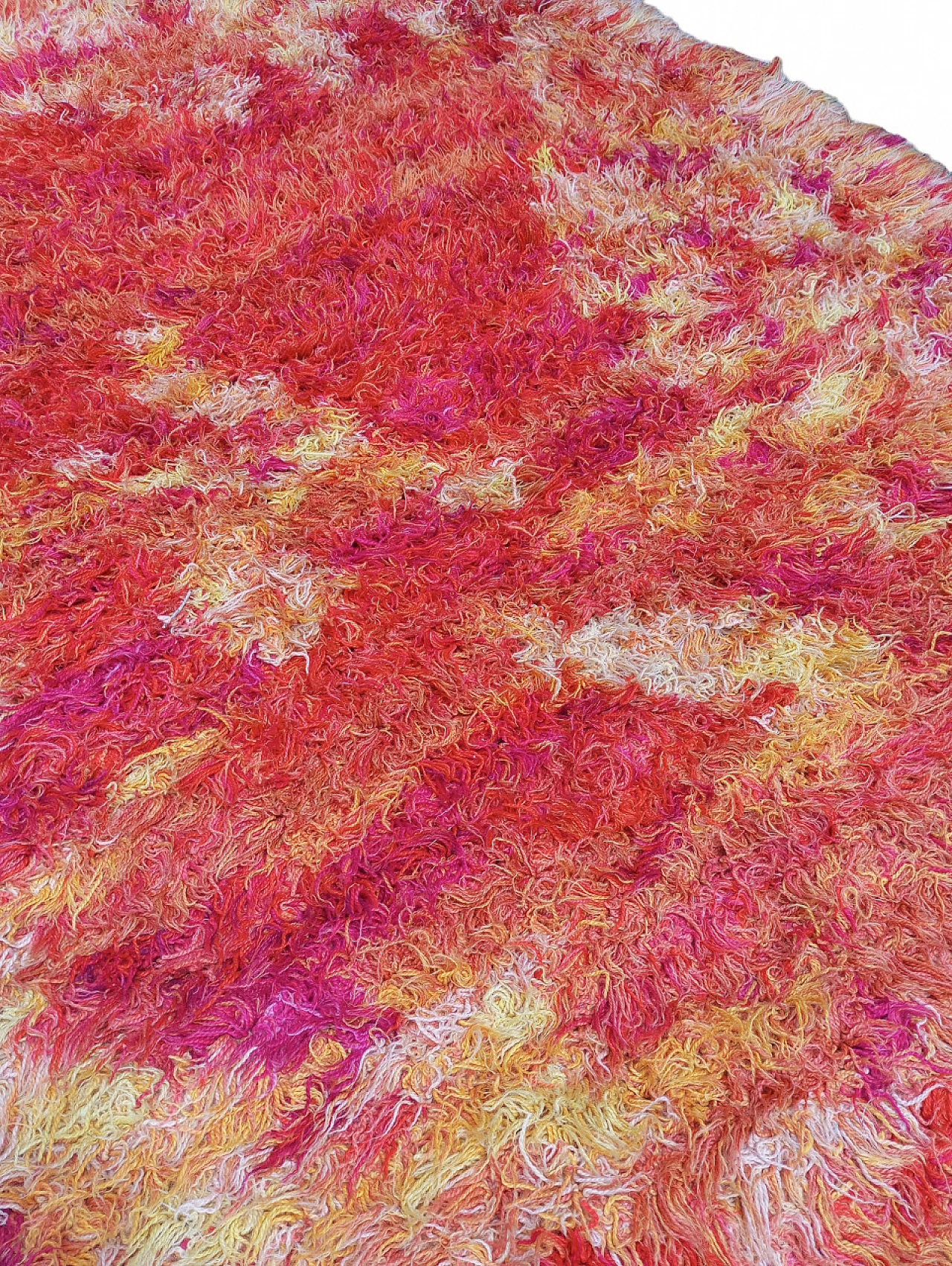 Swedish orange, yellow and pink wool rug, 1960s 3