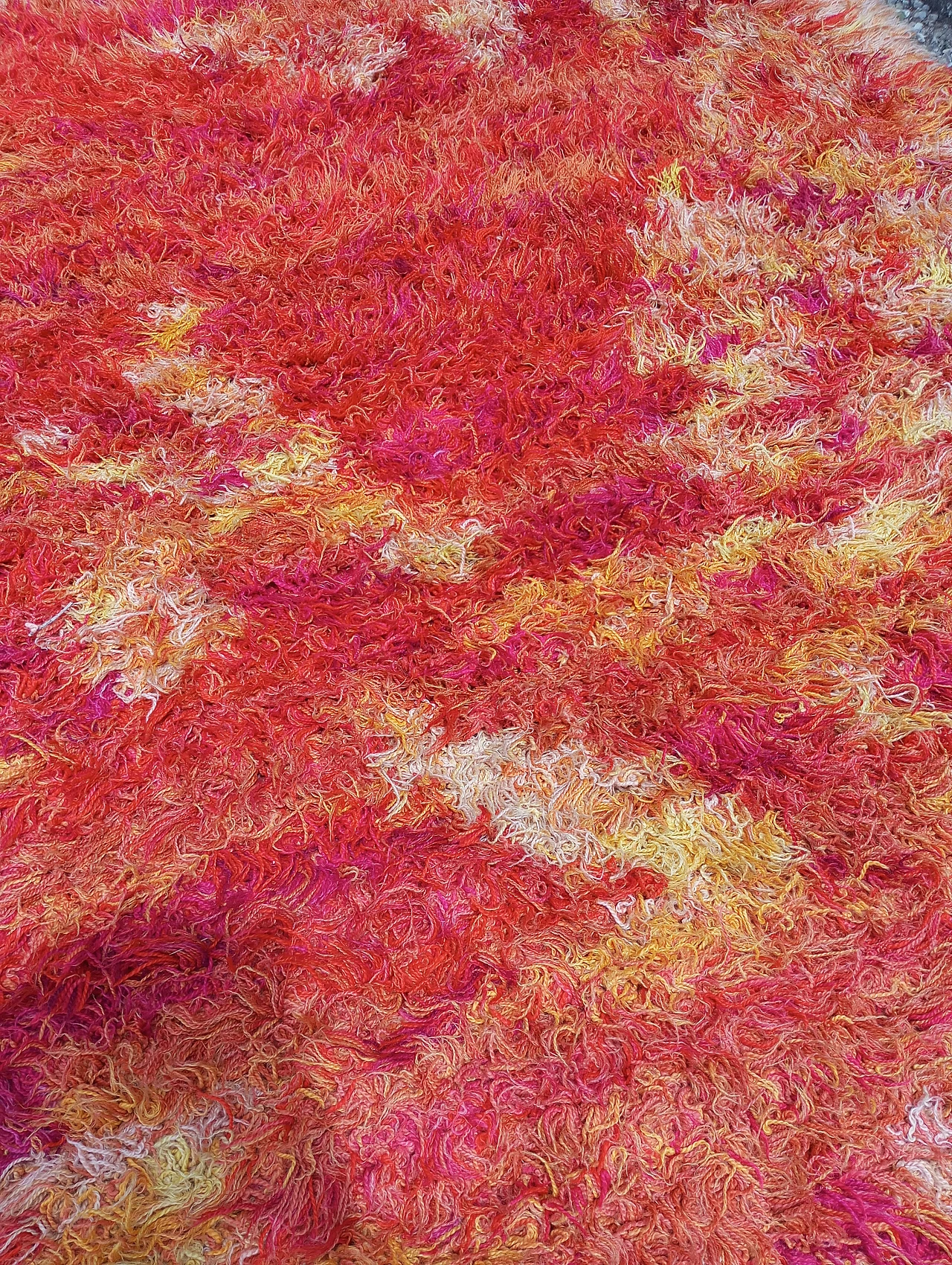 Swedish orange, yellow and pink wool rug, 1960s 4