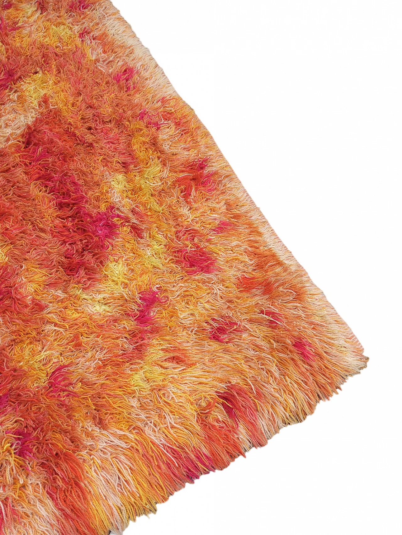 Swedish orange, yellow and pink wool rug, 1960s 5