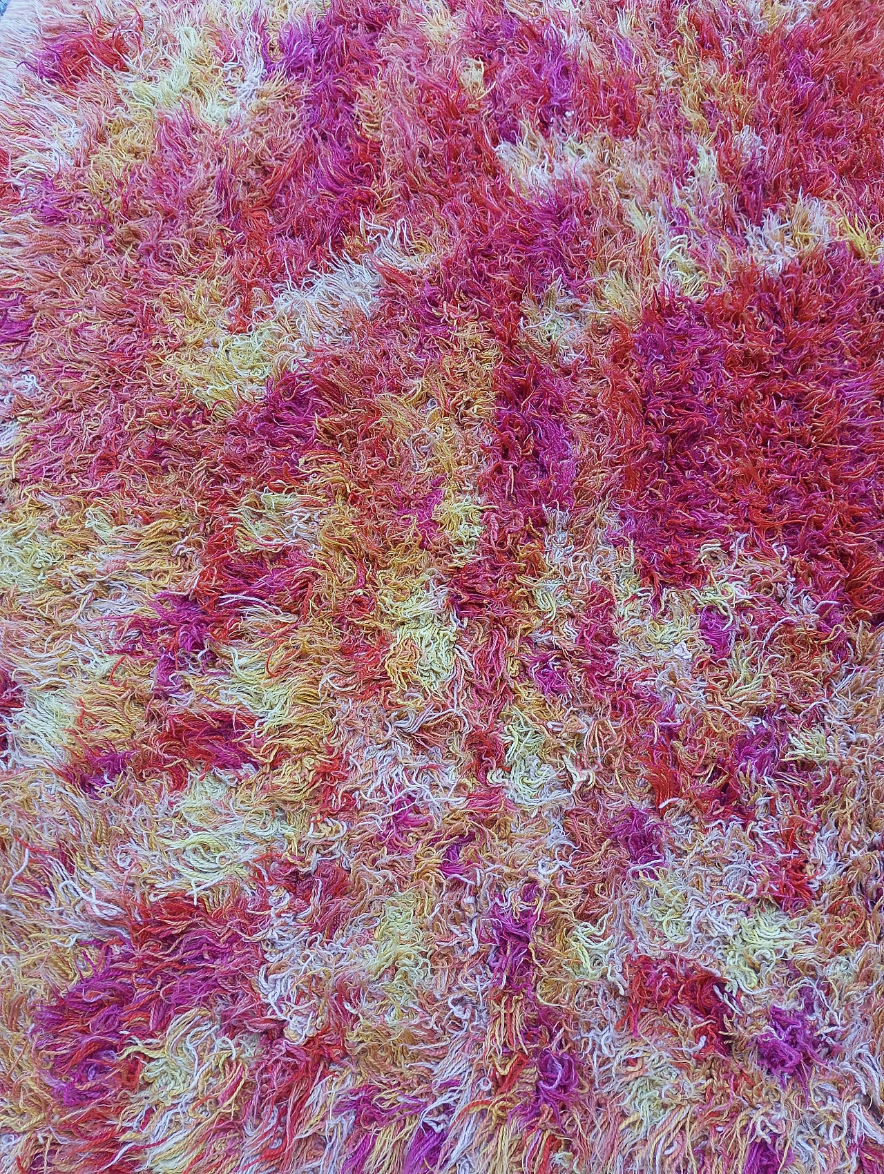 Swedish orange, yellow and pink wool rug, 1960s 7