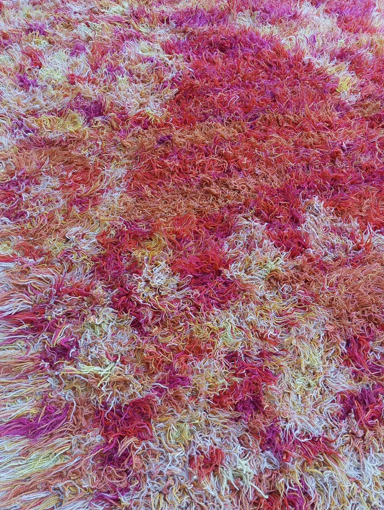 Swedish orange, yellow and pink wool rug, 1960s 8