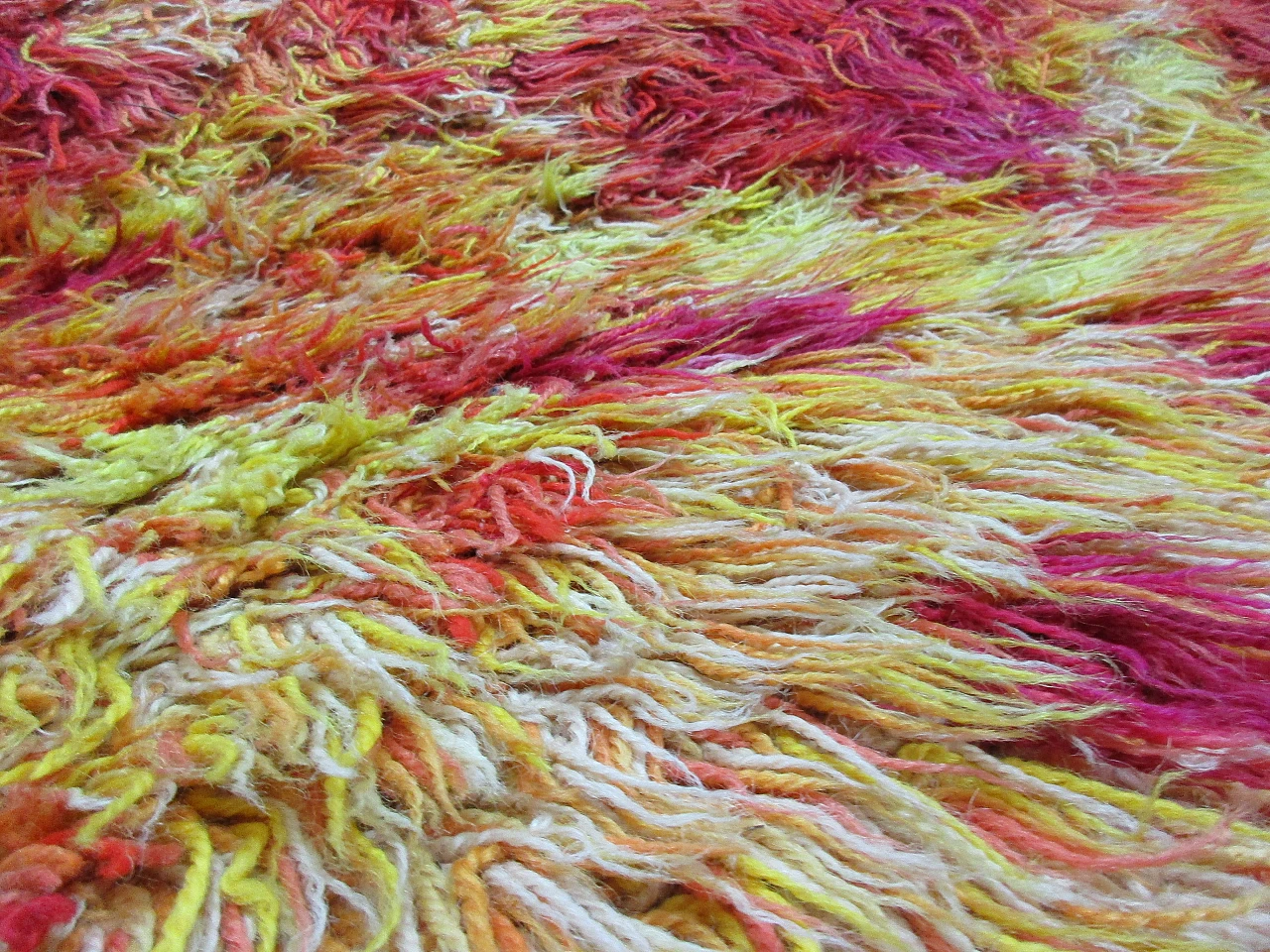 Swedish orange, yellow and pink wool rug, 1960s 9