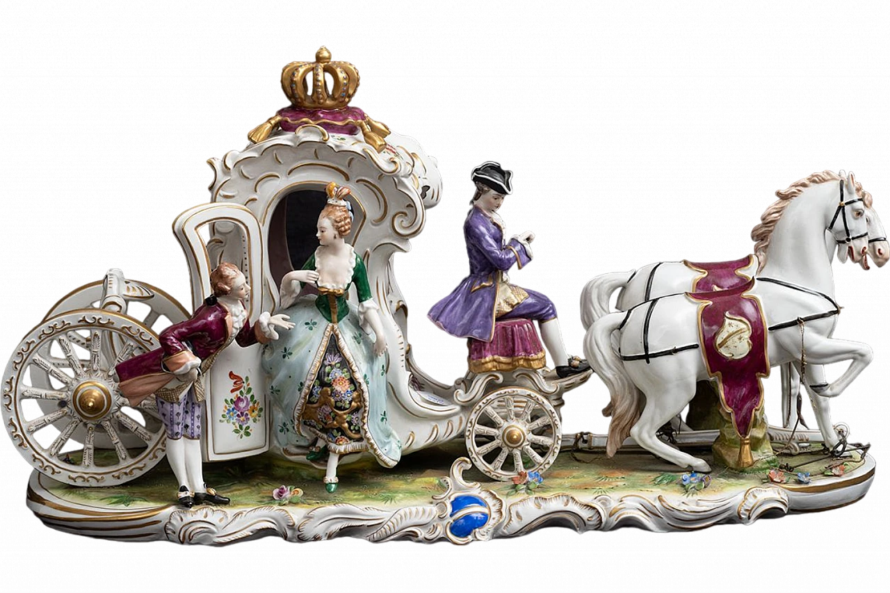 Carriage, Dresden porcelain sculpture, early 20th century 8