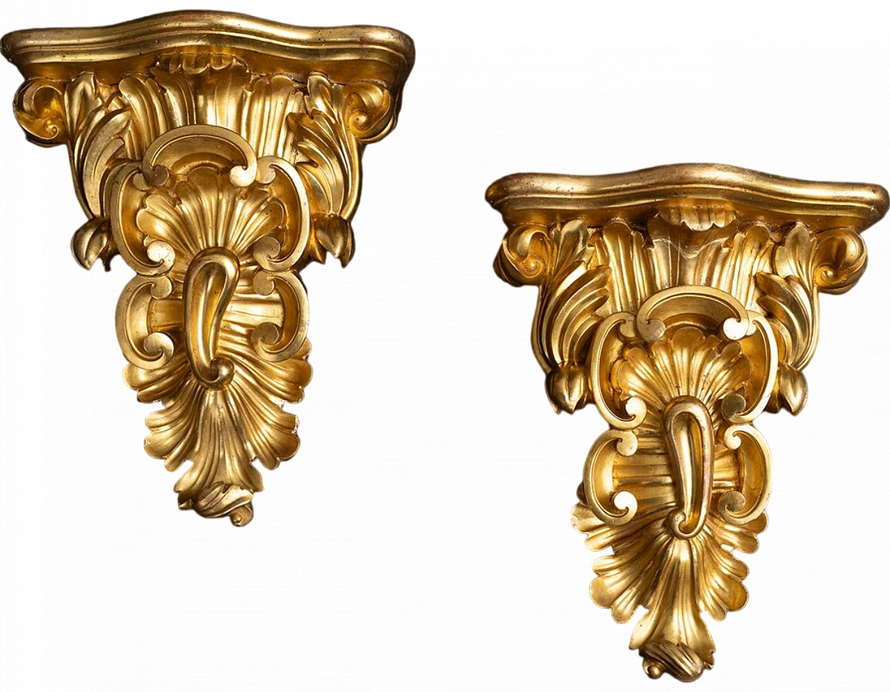 Pair of Louis Philippe gilded wood shelves, 19th century 4