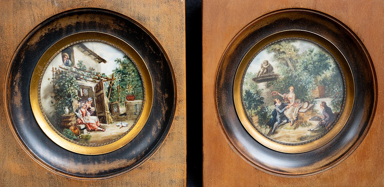 4 French paintings on canvas with gallant scenes, late 19th century 2