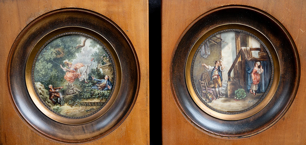 4 French paintings on canvas with gallant scenes, late 19th century 3