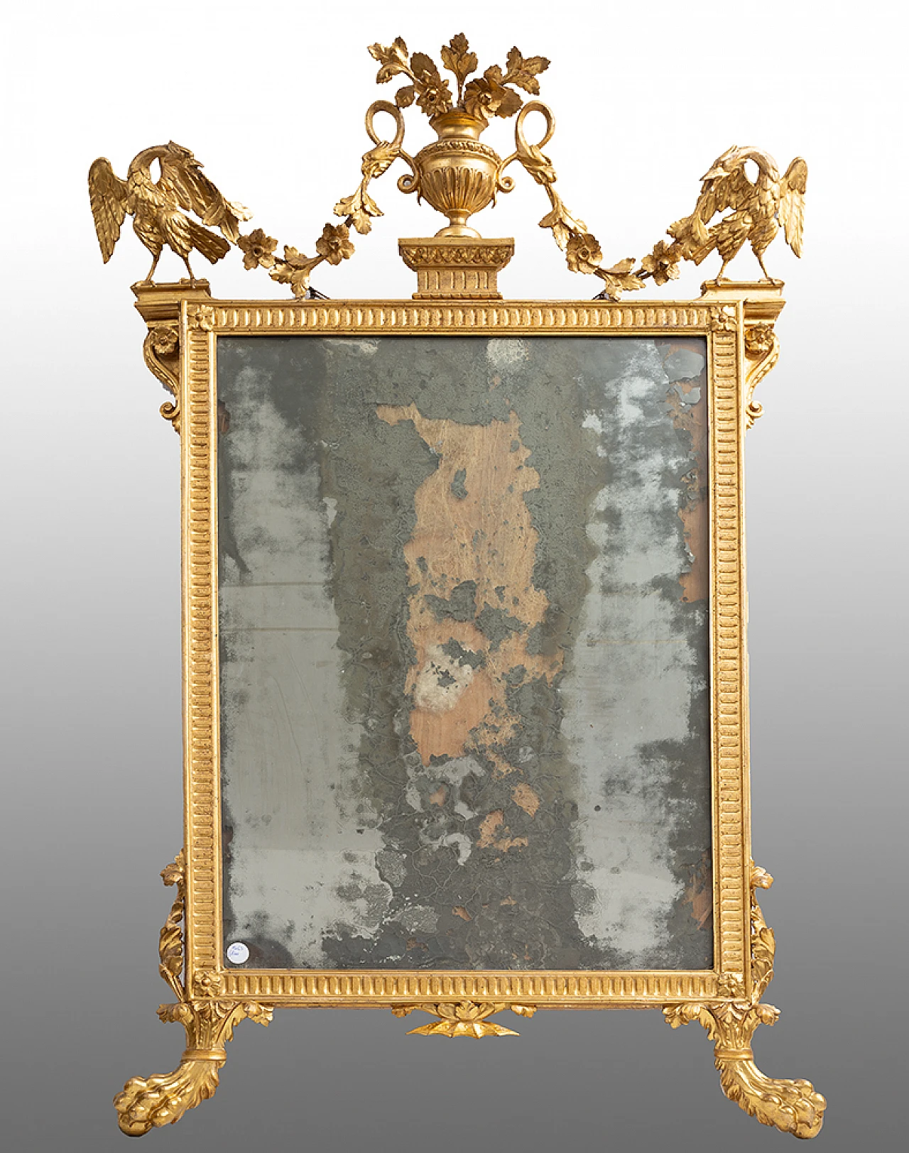 Neapolitan Louis XVI gilded wood mirror, second half of 18th century 1