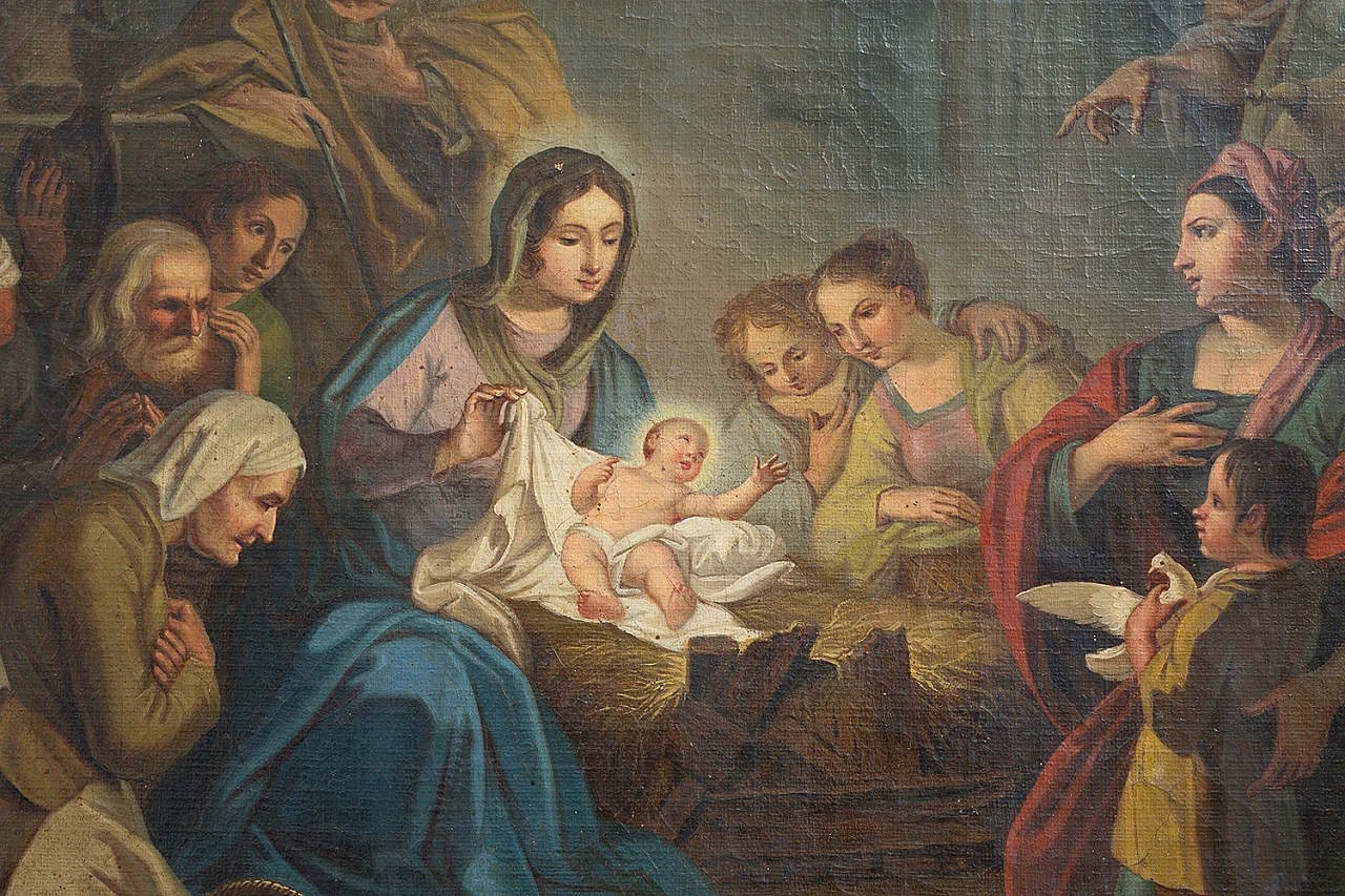 Nativity, oil painting on canvas, early 18th century 2