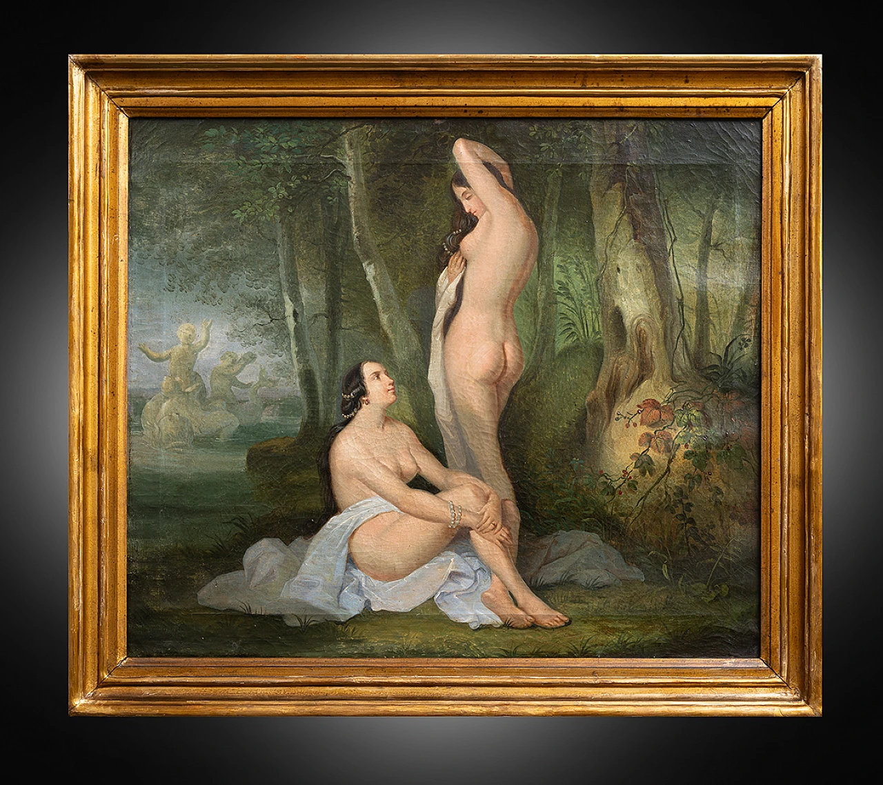 Pair of oil paintings on canvas with nymphs, early 19th century 2