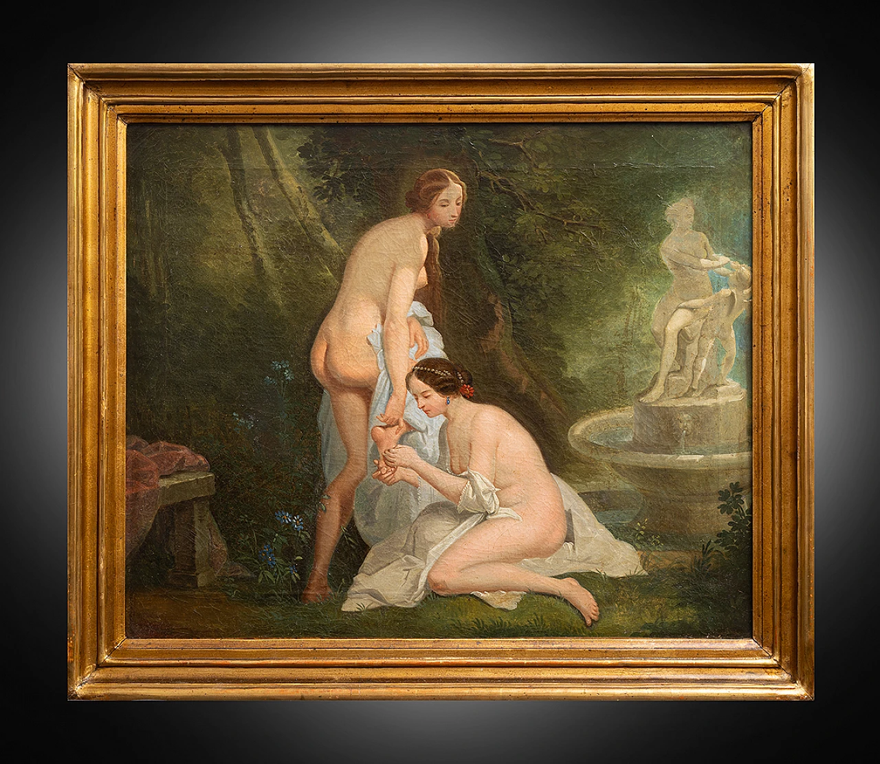 Pair of oil paintings on canvas with nymphs, early 19th century 6