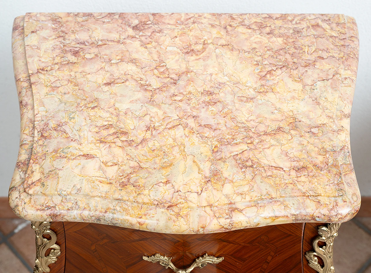 Pair of Napoleon III exotic wood and marble nightstands, 19th century 2