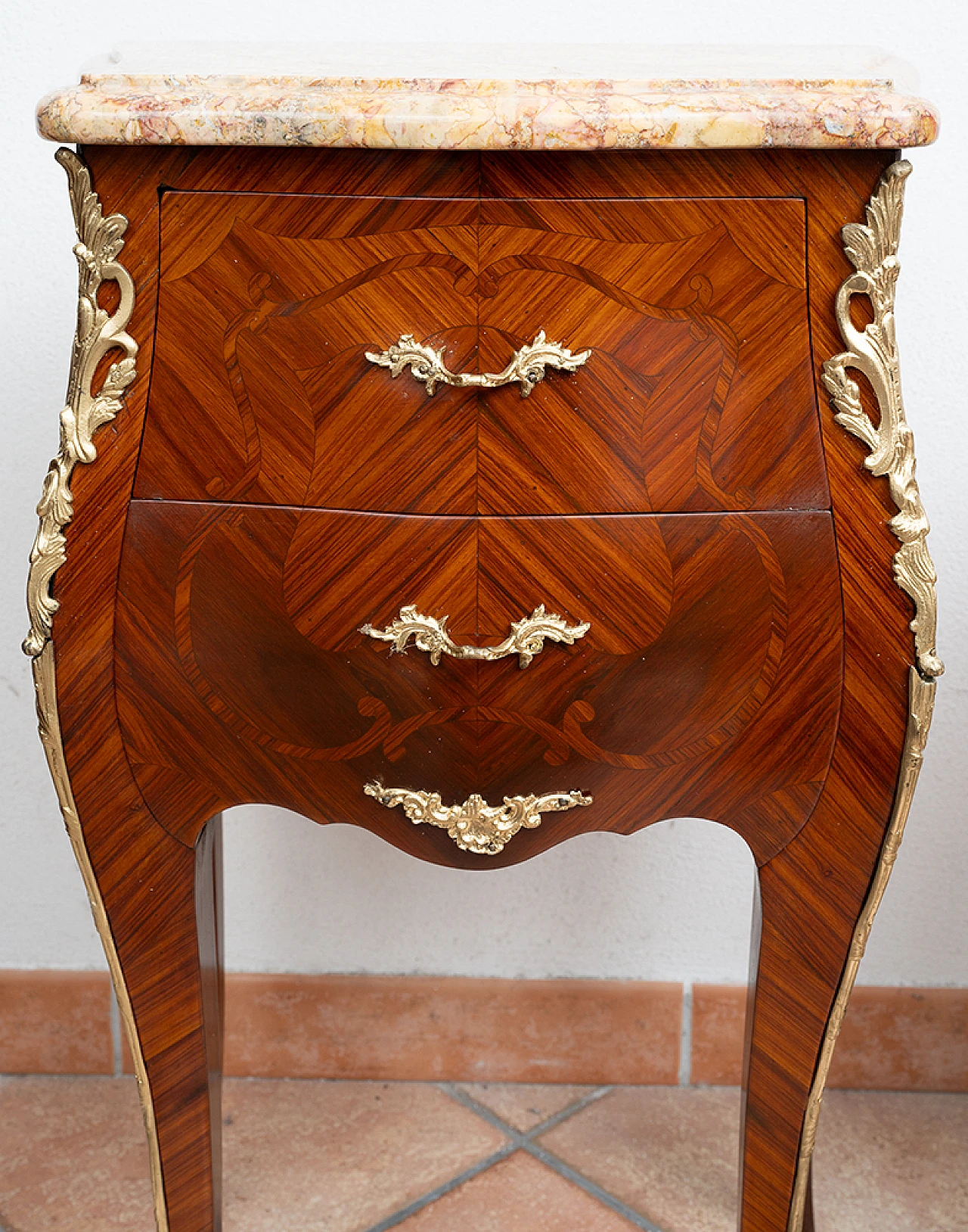 Pair of Napoleon III exotic wood and marble nightstands, 19th century 3