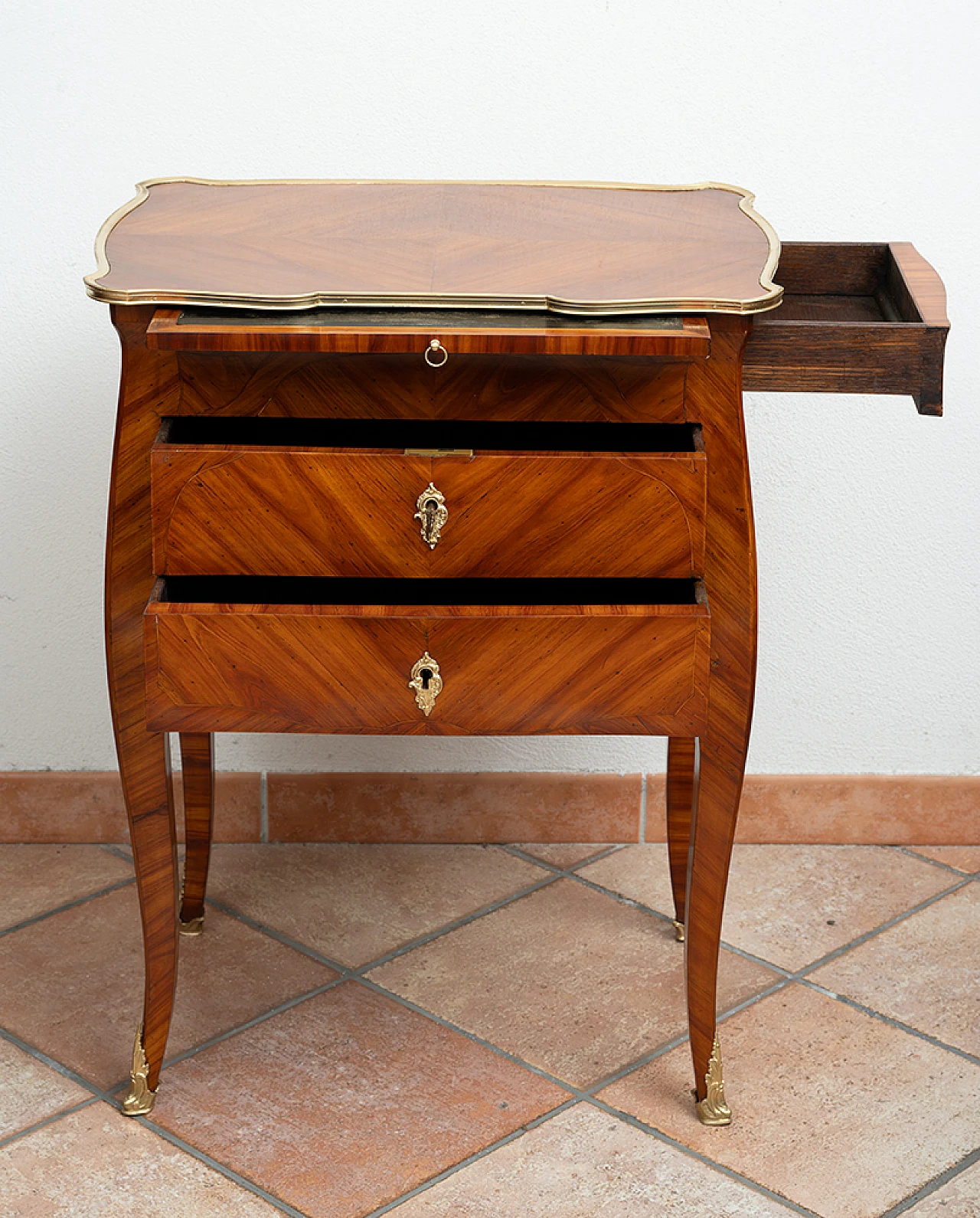 Napoleon III exotic wood and bronze bedside table, late 19th century 6