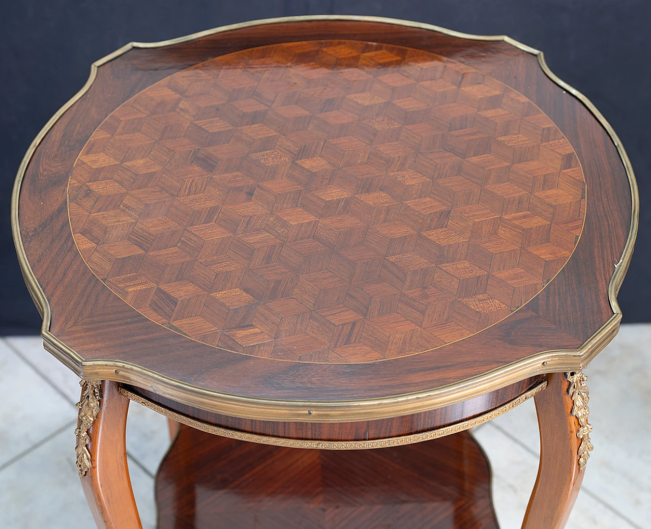 French Napoleon III exotic wood and bronze coffee table, 19th century 2