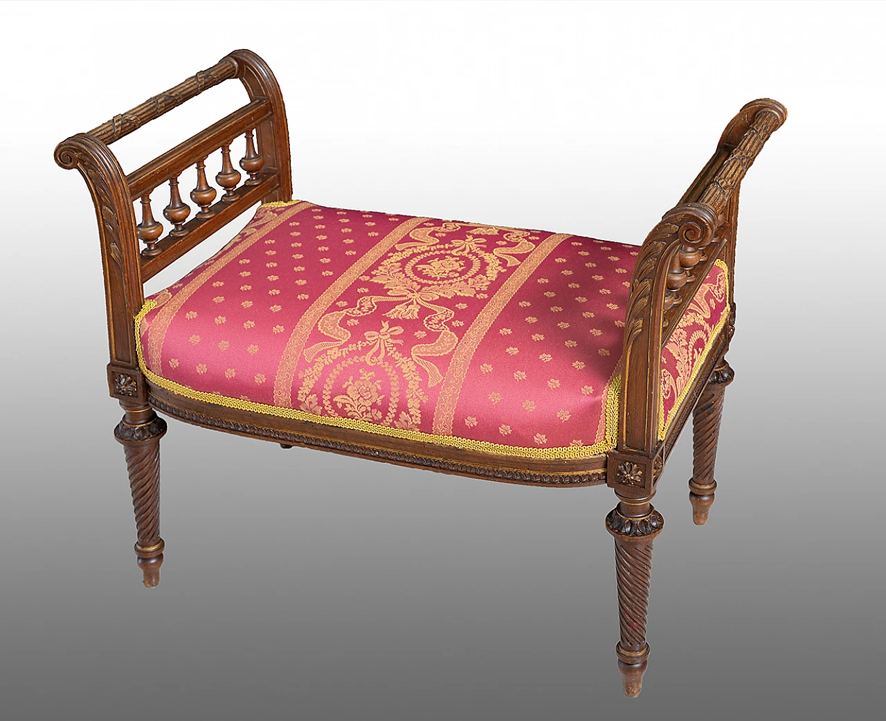 Solid walnut bench in Napoleon III style, late 19th century 1