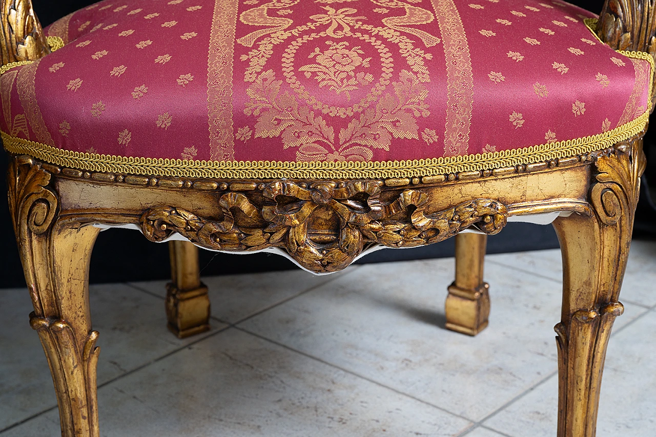 Pair of Napoleon III armchairs in gilded and carved wood, 19th century 2