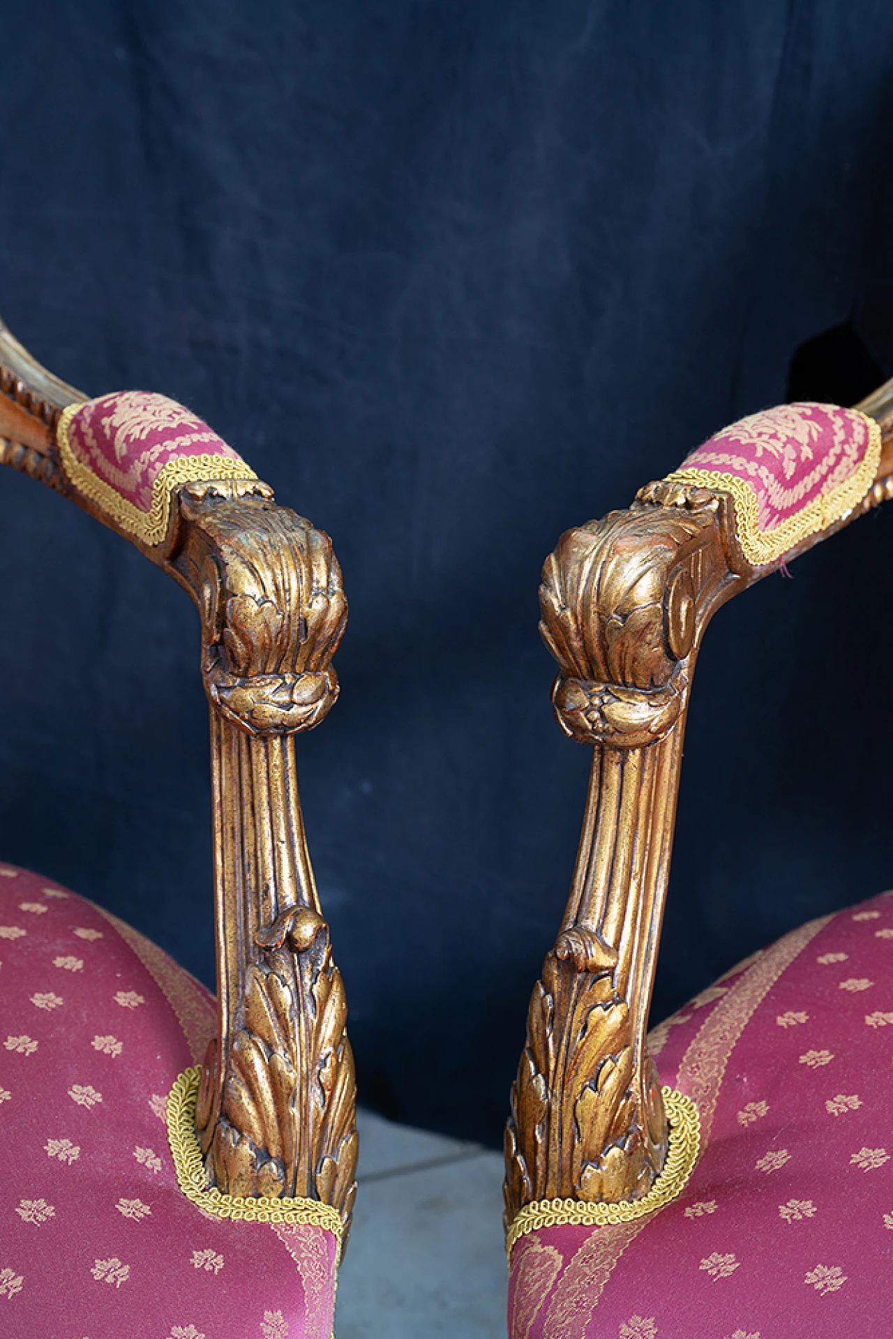 Pair of Napoleon III armchairs in gilded and carved wood, 19th century 3