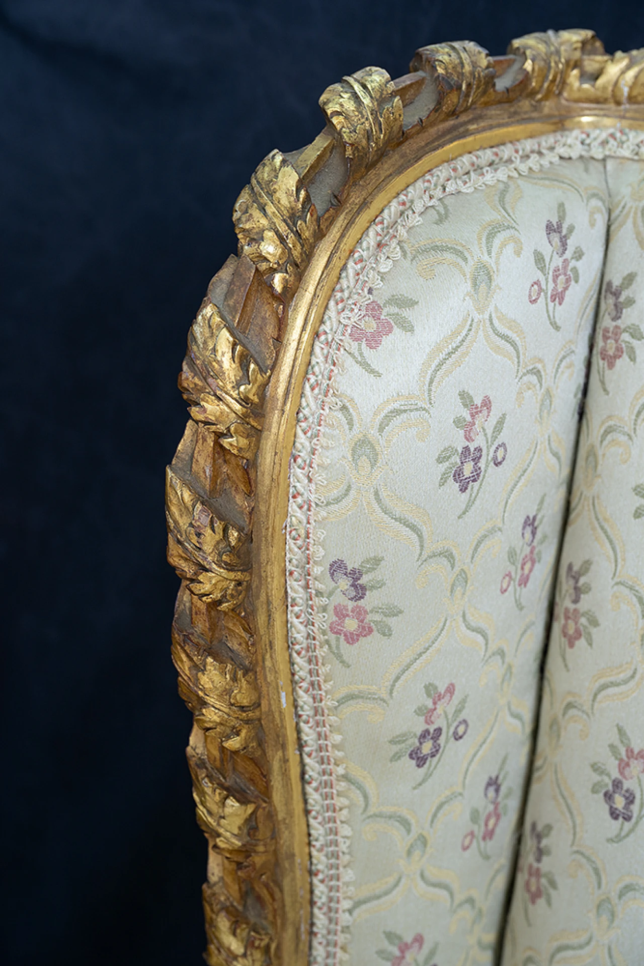 Pair of Napoleon III gilded wood and fabric armchairs, 19th century 4