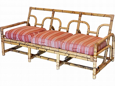 Bamboo sofa with cushions, 1970s